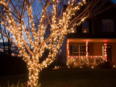 this image shows Elk Grove Commercial Christmas lights installation in Sacramento, CA