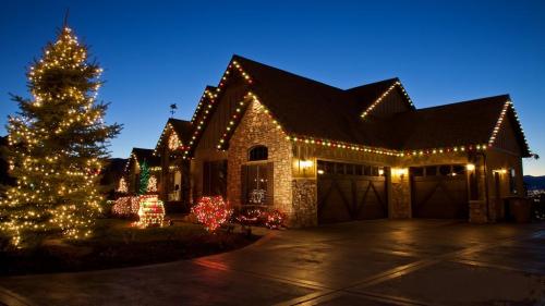 this image shows Residential Holly Jolly Christmas lights in Sacramento, CA