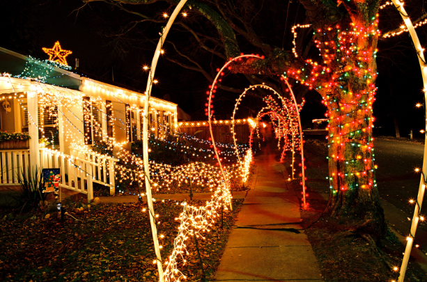 this image shows Christmas lights in Sacramento, CA