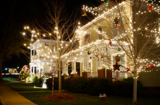 this image shows Galt  Commercial Christmas Lights installation in Sacramento, CA