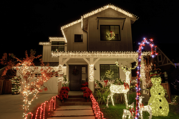 this image shows Christmas lights in Folsom, CA