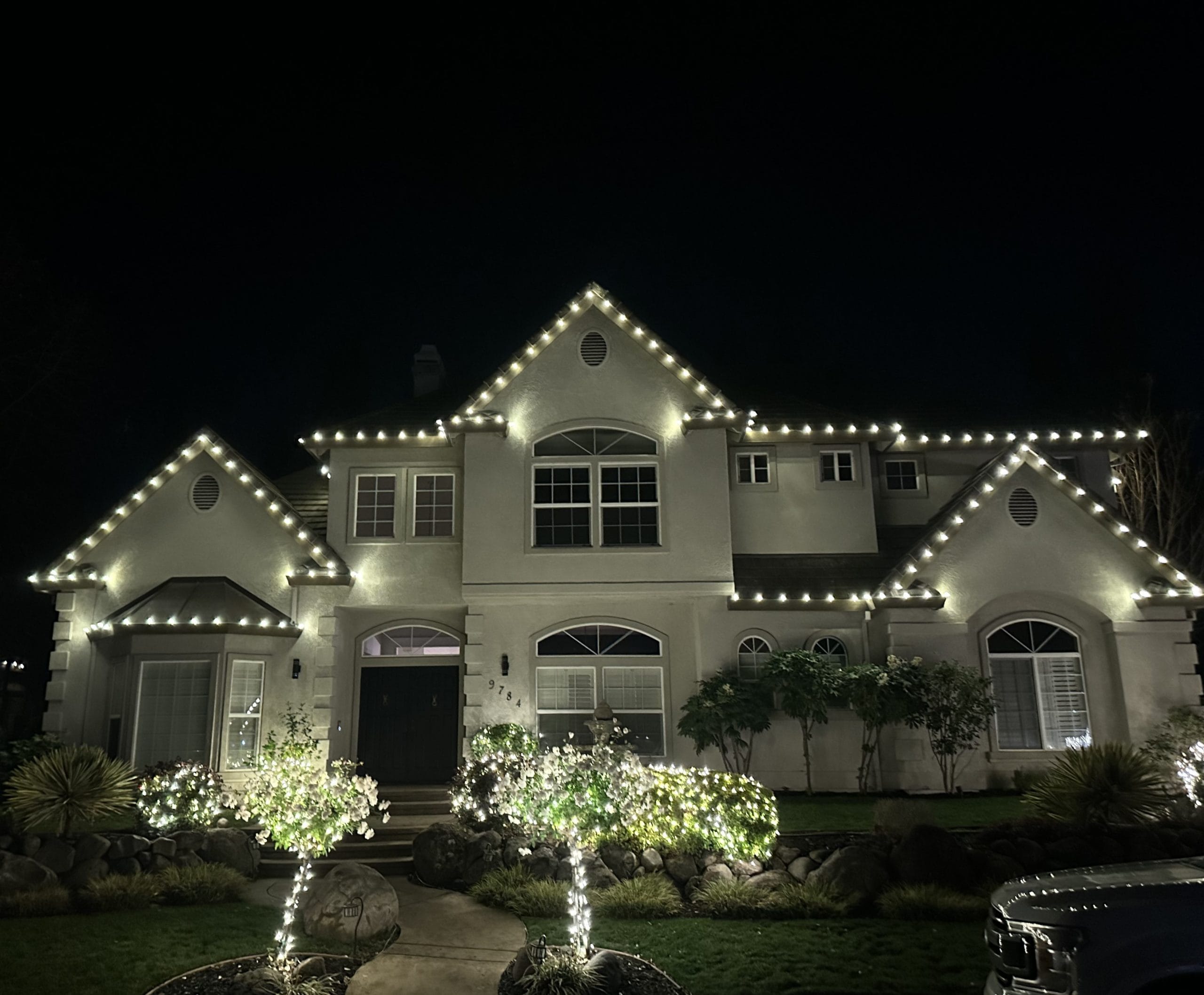 this image shows Christmas lights in Pollock Pines, CA